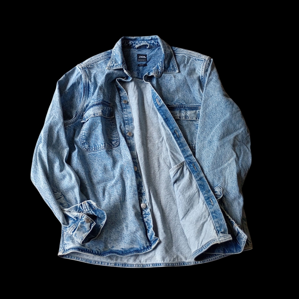 Zara Relaxed Fit Button Up Jean Jacket | Size L - Picture 4 of 6